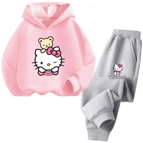 Cute Hello Kitty Hoodie and Sweatpants Set
