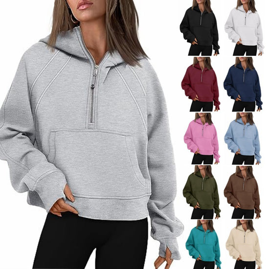 Zipper Hoodies Sweatshirts With Pocket Loose Sport Tops Long Sleeve Pullover Sweaters Winter Fall Outfits Women Clothing - Lifestil.          www.Lifestil.net